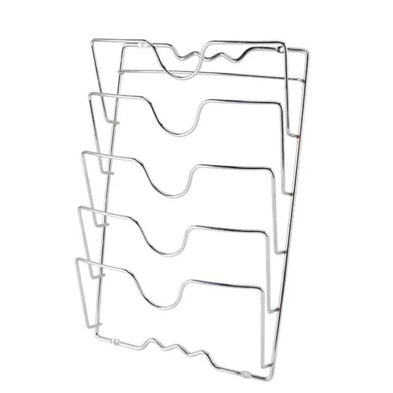 

Кухонный органайзер, настенная подвесная полка для крышки кастрюли, пятислойная крышка для кастрюли, металлическая нержавеющая многофункциональная стойка, стеллаж для хранения крышки кастрюли серебряный