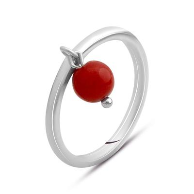 Zilveren ring met koraal, gewicht van het product 1,65 gr (2145585)