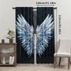 2pcs Angel Wings & Stars Black Curtains - Rod Pocket   Digital Print Polyester Drapes for Living Room   Bedroom   Kitchen   Study   D