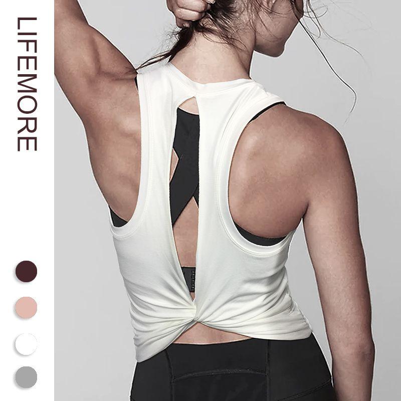 

Blouse Internet Celebrity Loose T-shirt Outwear Yoga Vest White S