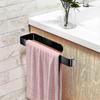 Self Adhesive or Drilled Towel Holder, Waterproof and Rustproof Aluminum Kitchen Towel Rack(Black)