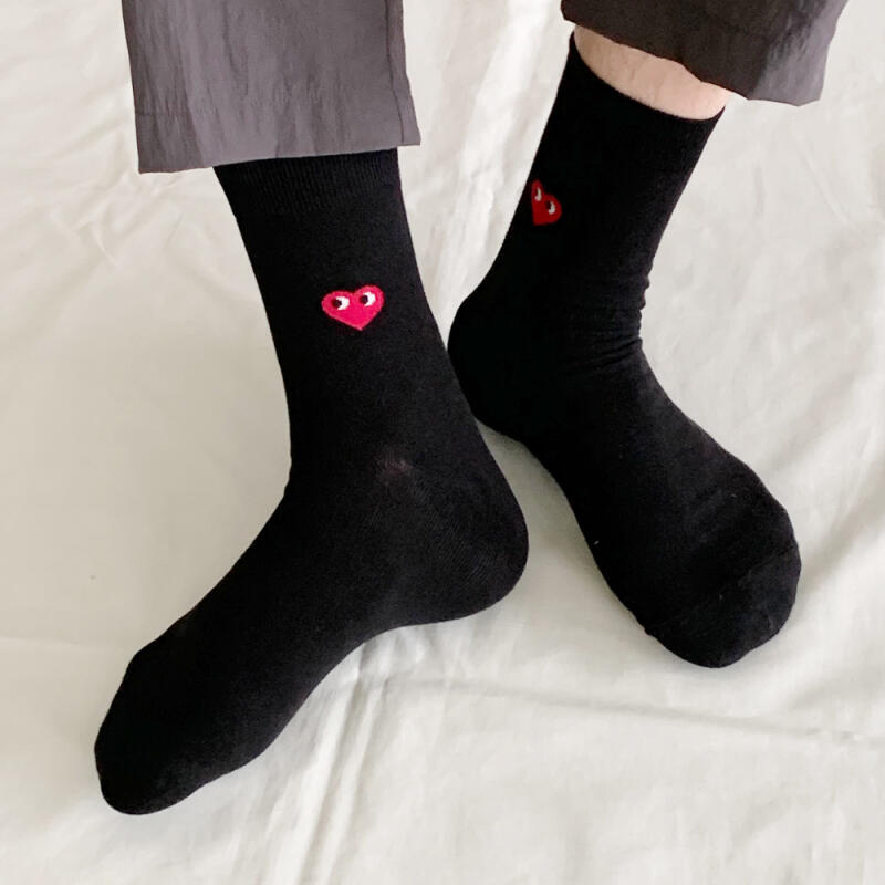 [10-Pair Set] Men's Peekaboo Heart Mid-Calf Socks