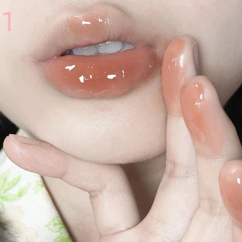 Water-Light Lip Glaze Mirror Glitter Lip Tint Long Lasting Moisturising Love Heart Shape Solid Lipstick Pen Lips Makeup Cosmetic