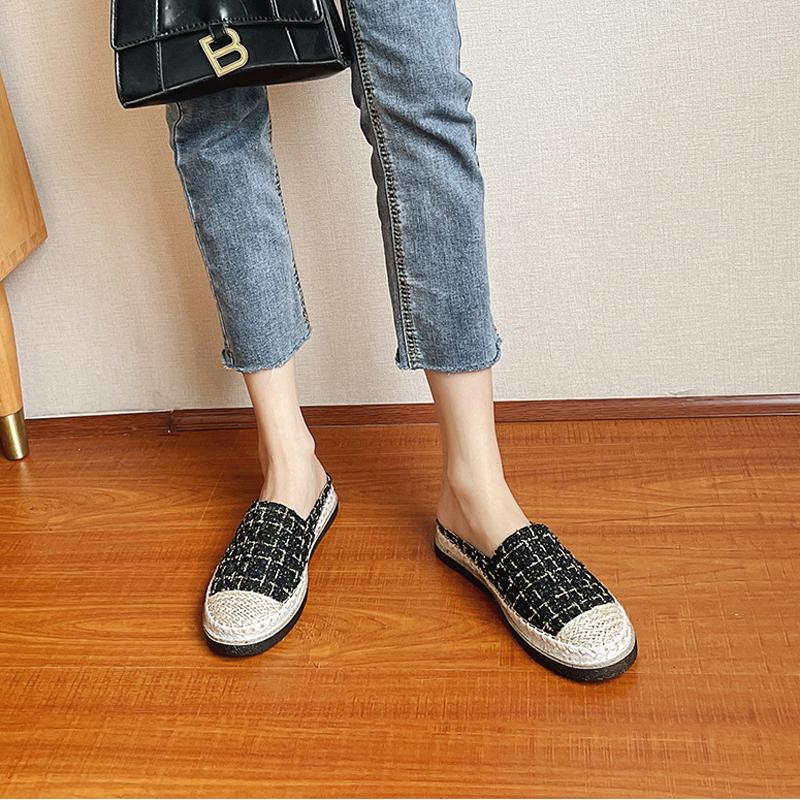 Fashion 2024 Women Espadrilles Slide Rubber Flats Sandals Hemp Knitted Mixed Color Shoes Ladies Pantuflas Slippers Femme Fisherman Mules