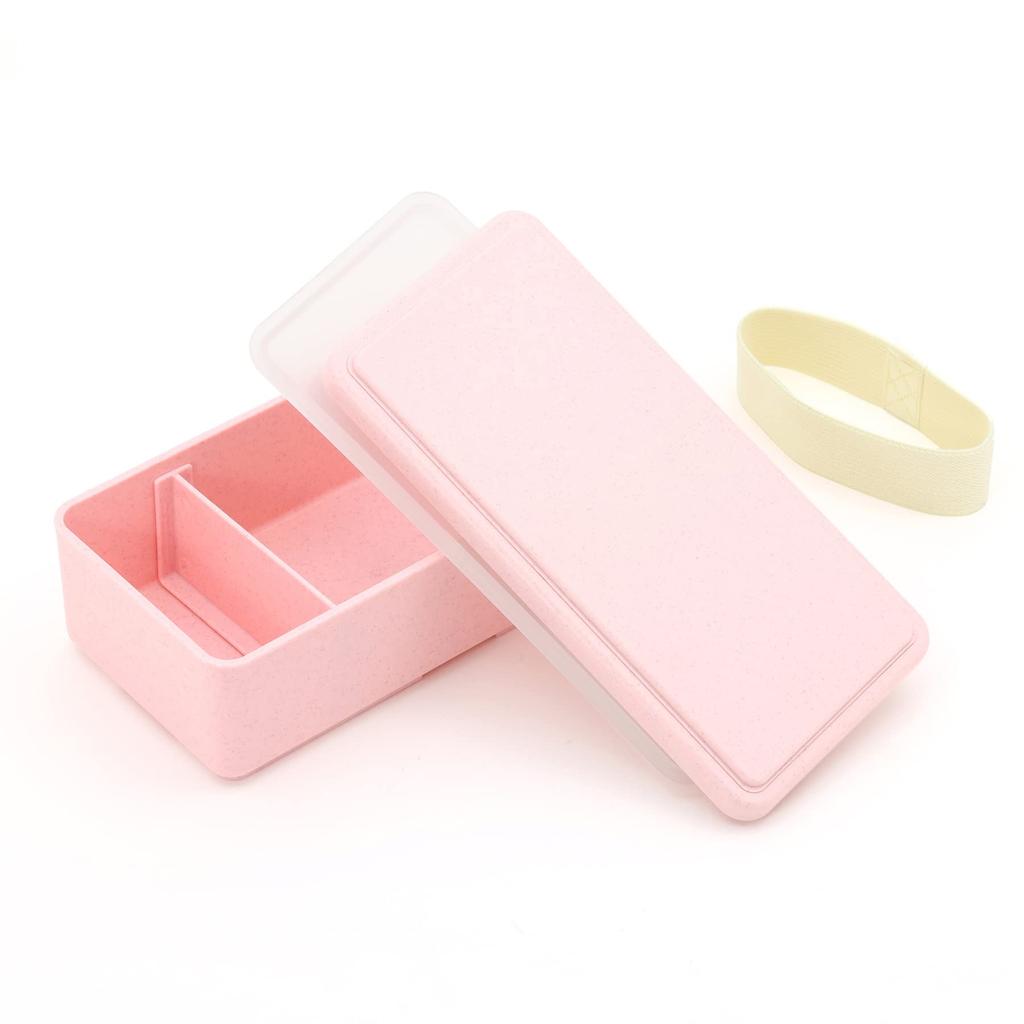 Miyoshi Seisakujyo Gelato Plain Square Lunch Box with Integrated Ice Strawberry x x 6 500ml Single Suitable for and Includes Rubber Easy Clip Buckle