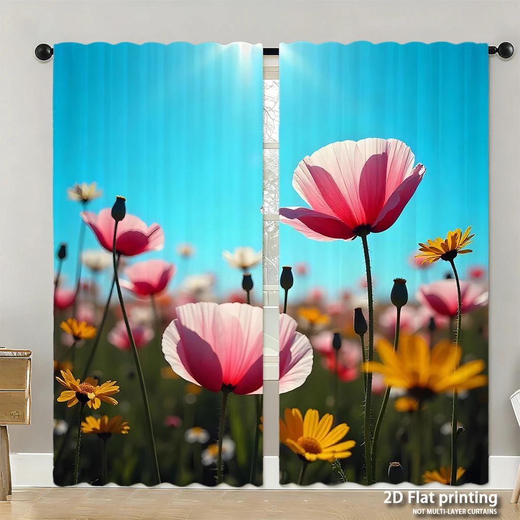 Piece Set High Definition Digital Printed Curtainsseafloor Themed Pastel Color Sea Creatures Border Patternhome Decoration Curtain Polyester