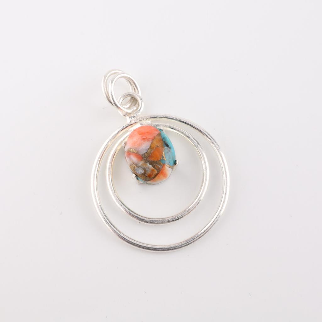 Natural Spiny Oyster Gemstone 925 Sterling Silver Jewelry Handmade Pendant 1.65" PP-61-39