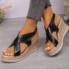 Fashion Gold Chunky Platform Sandals Women 2025 Summer Slip On Cross Strap Wedges Sandles Woman Plus Size High Heel Rome Sandalias Mujer