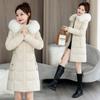 Large Size Waist Large Fur Collar New Winter Coat Long Hooded Cotton-padded Clothes Waist Rope Thin Thickened Cotton Clothes Women