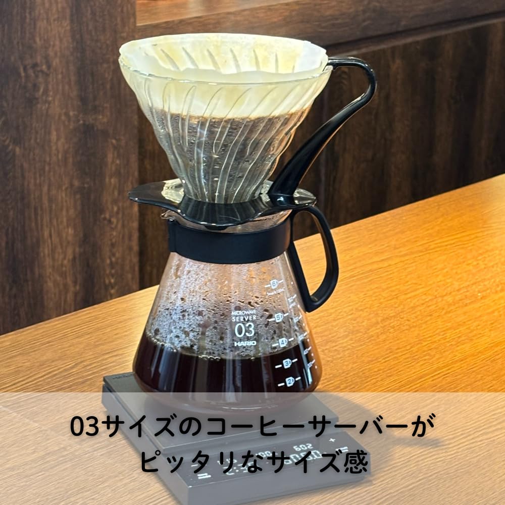 Hario V60 Glass Dripper Made In Heat-Resistant 03, 1-6 Cups, Black, Japan, VDGN-03-B