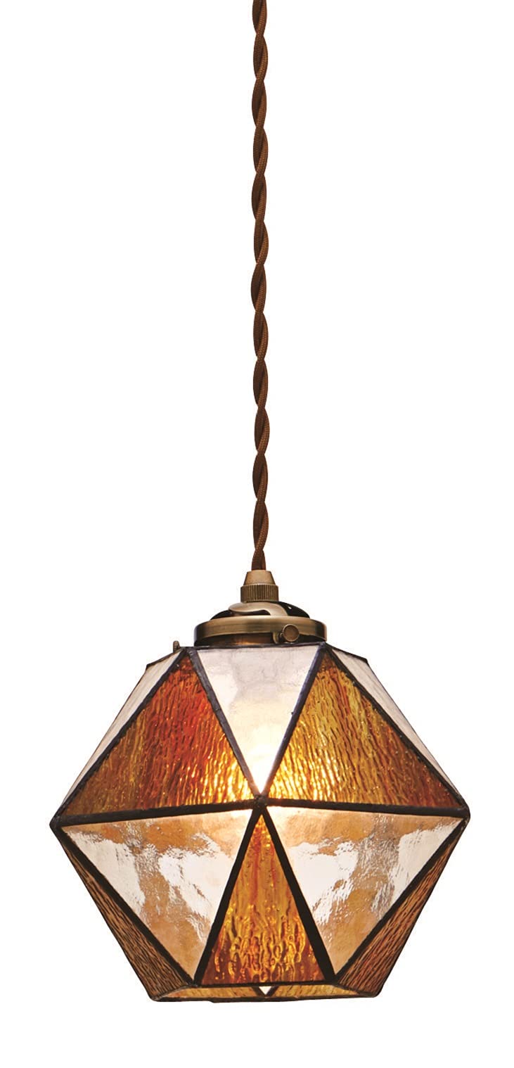 

Interform LT-9338AM Maries Pendant Light with Incandescent Bulb, Amber, Stained Glass, Japanese, Western, Retro