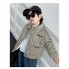 Autumn Kids Jacket Winter Boys Solid Color Thick Plus Velvet Warm Coat Teen Children Outerwear Clothing
