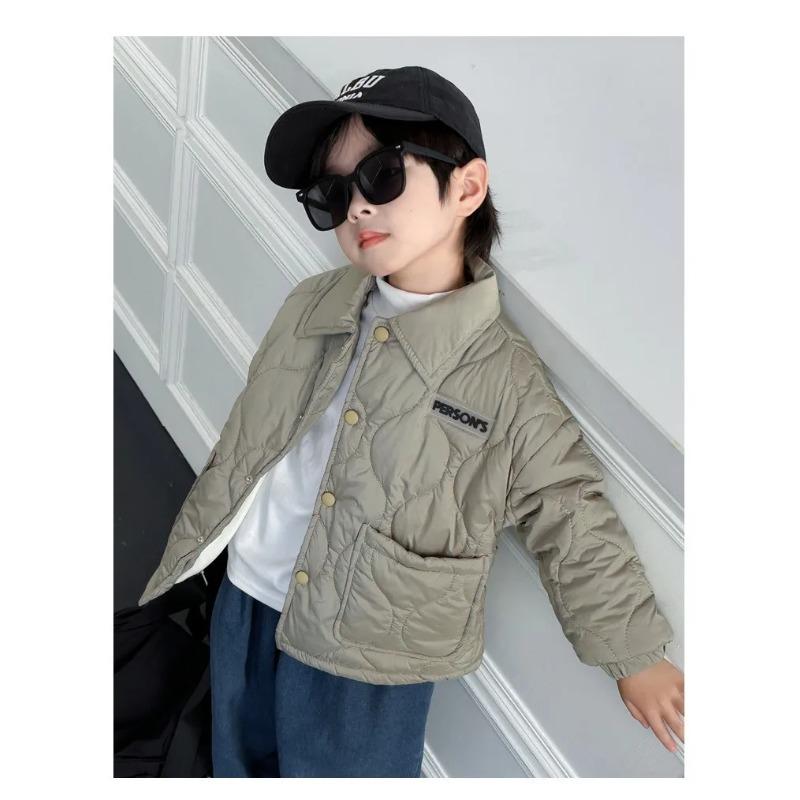 Autumn Kids Jacket Winter Boys Solid Color Thick Plus Velvet Warm Coat Teen Children Outerwear Clothing