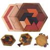 Montessori Hexagon Tangram Puzzles Wooden Educational Toys Funny IQ Games Puzzle  Kids Adults