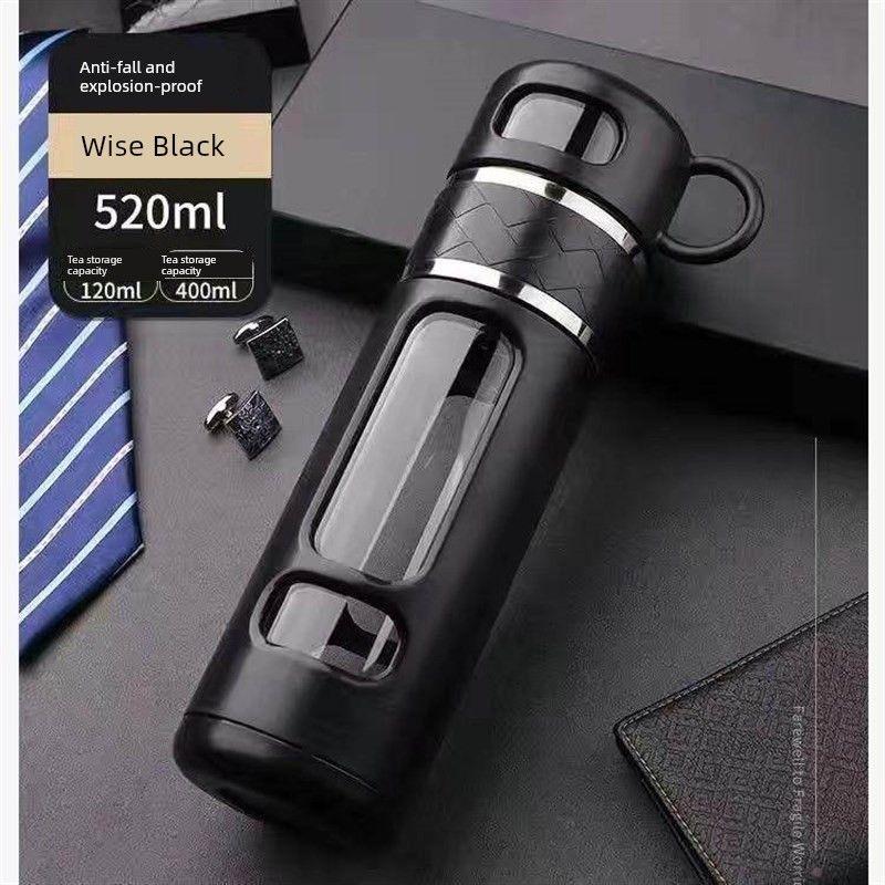 

Three-Stage Tea Separation Cup, Glass Tea Cup, Portable High-End Cup for Men, Anti-Fall, Large Capacity, Insulated Cup Black Generation 520ml
