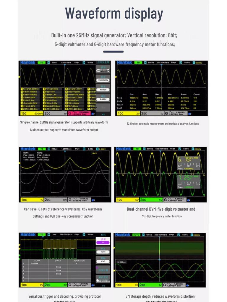 Hantek DSO2C10/DSO2D15 Dual-Channel Digital Storage Oscilloscope, 100MHz