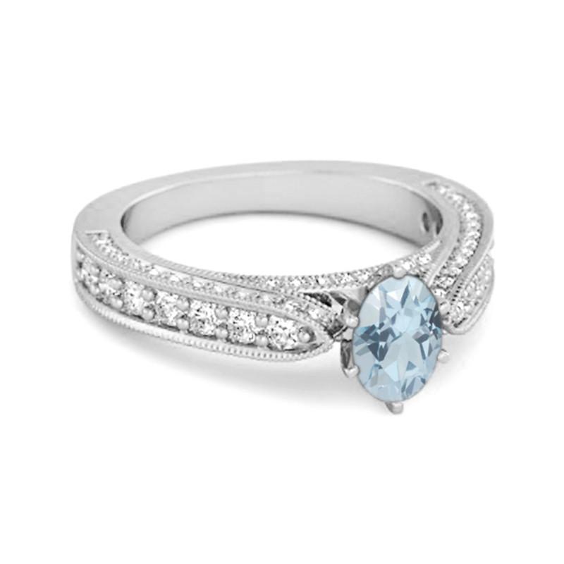 Blue Topaz Vintage Milgrain Solitaire Ring – 925 Sterling Silver
