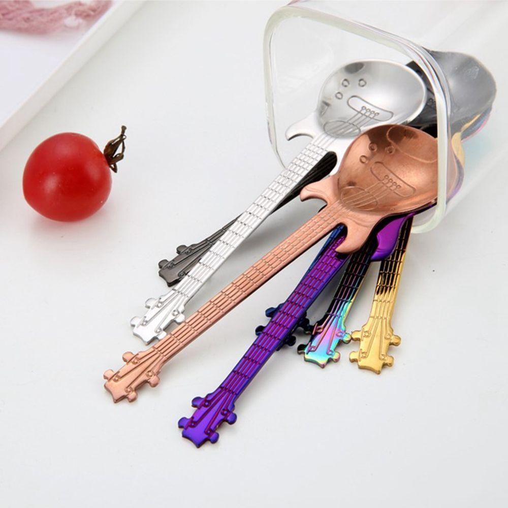Dessert Ice Cream Guitar Shaped Tableware Stirring Drinking Tool Teaspoon Flatware Coffee Spoon