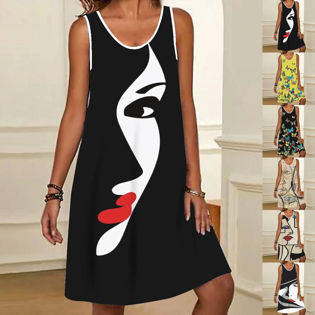

Лето 2023, новое модное женское платье с принтом, повседневное платье S-2XL