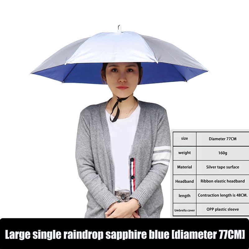 Kopfschirm mit Gummiband Regenschutz Kopfbedeckung Brolly Kappe Wasserdichte Sonnenhutkappe Schirm Leicht für Camping Wandern