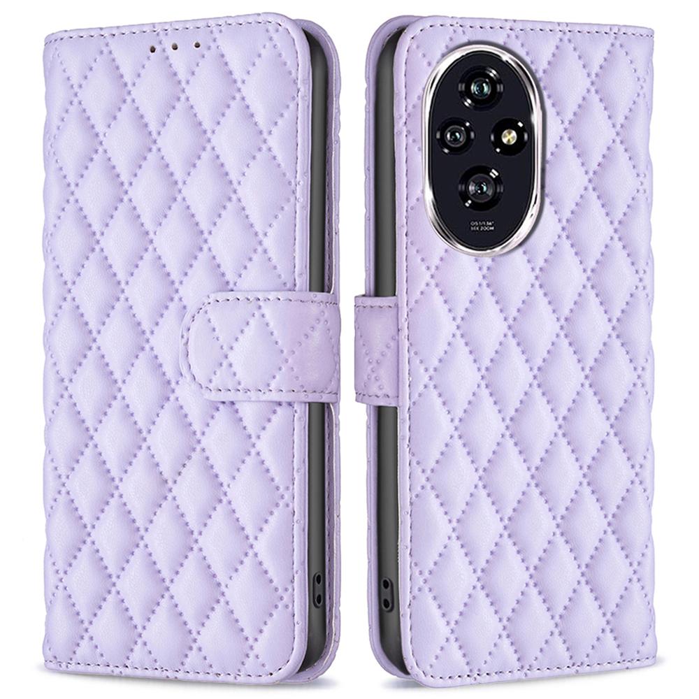 BINFEN COLOR BF Style-14 For Honor 200 5G Case Leather Phone Cover Rhombus Grid