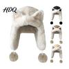 Outdoor Activity Thermal Cap Women Trapper Hat with Ear Flaps Cute Fox Ears Fleece Lined Winter Hat Warm Fuzzy Windproof for Cold Weather Walking