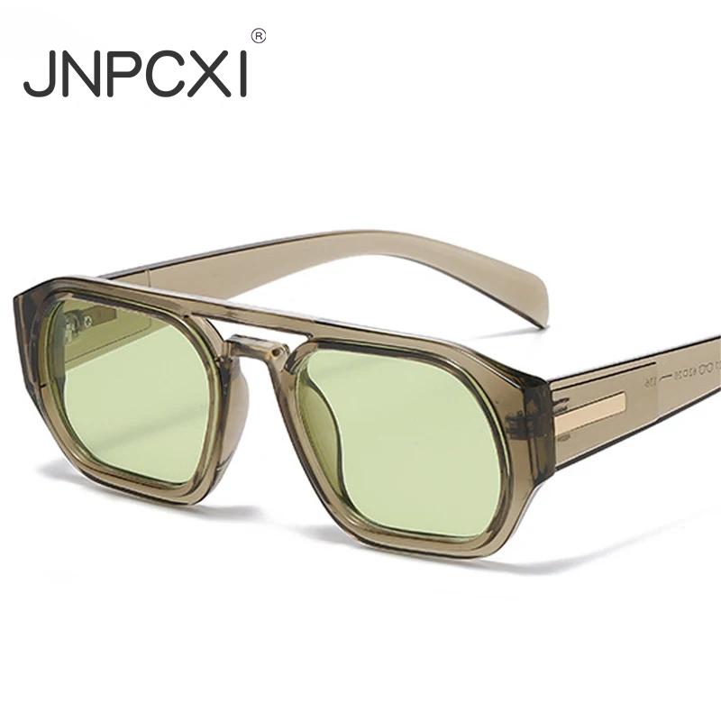Retro Double Bridges Polygon Square Women Sunglasses Fashion Green Shades UV400 Men Clear Gradient Sun Glasses
