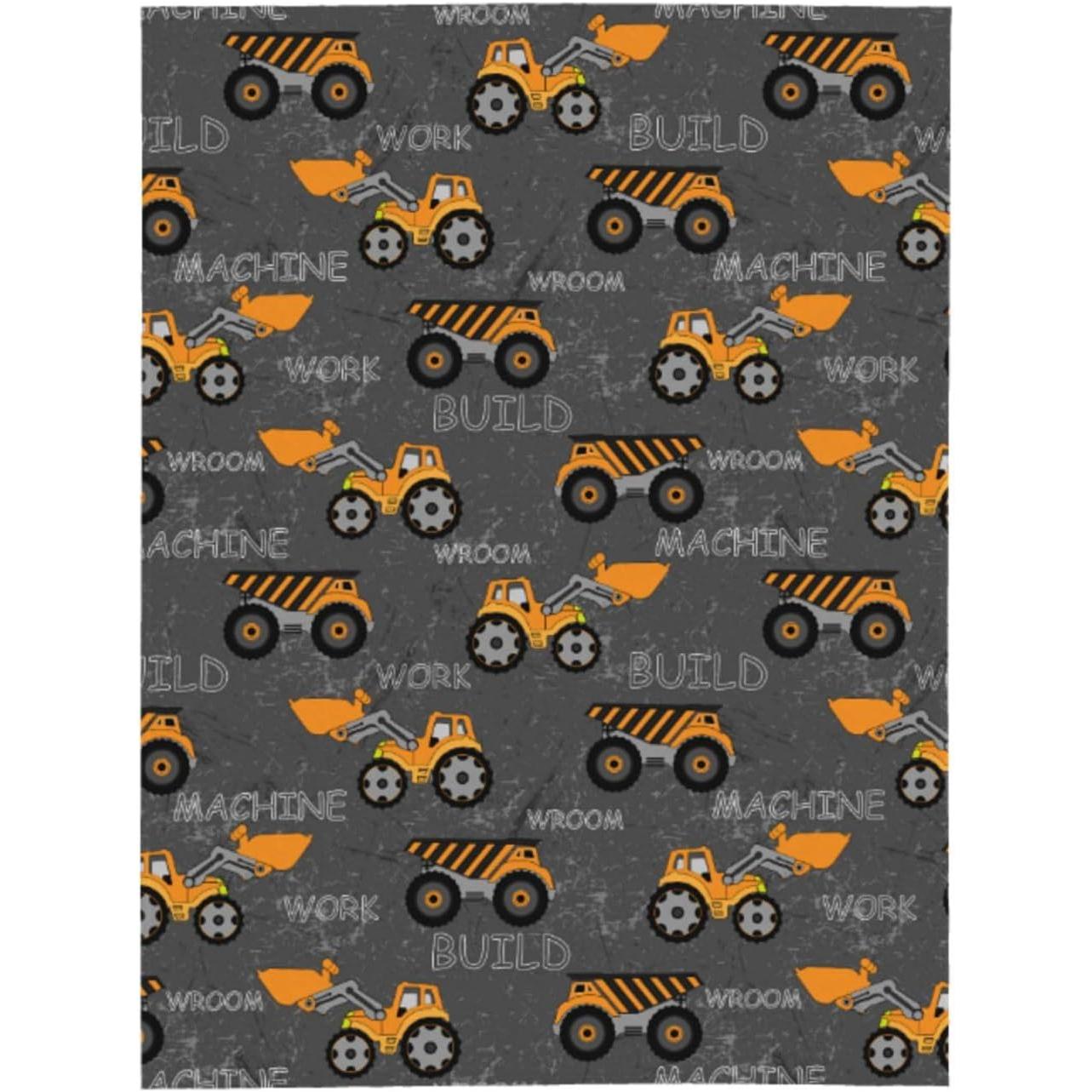 

Monster Trucks Excavator Tractor Throw Blankets All Season Ultra Soft Warm Fleece Blanket for Home Bed Sofa Couch Chair Outdoor 75x90cm