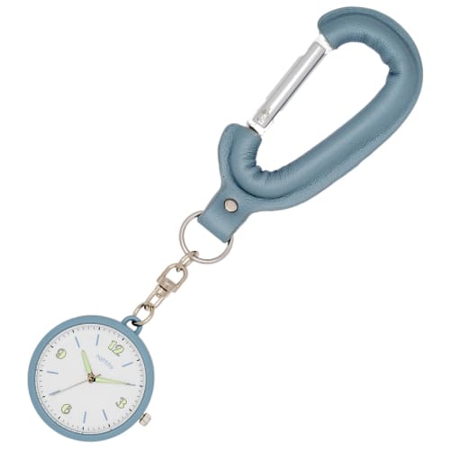 Fieldwork Women's Analog Pocket Watch with Carabiner and Leather Keychain, Coda Blue, ST303-3