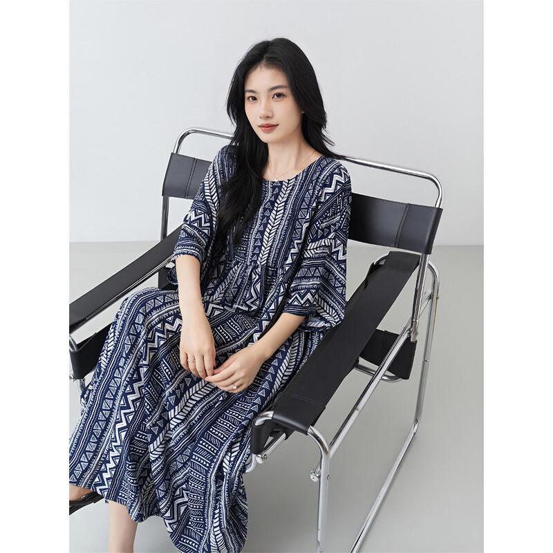 Aiyilian Women s Bohemian Print Summer Dress M