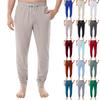 Men's Drawstring Pocket Cuffed Casual Pants Home Sleep Pants