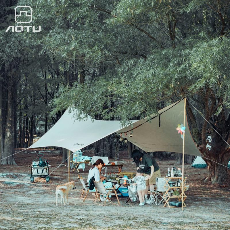 Portable 5.2m Outdoor Butterfly Canopy: Waterproof Oxford Cloth Gazebo and Sun Shade Tent for Camping.