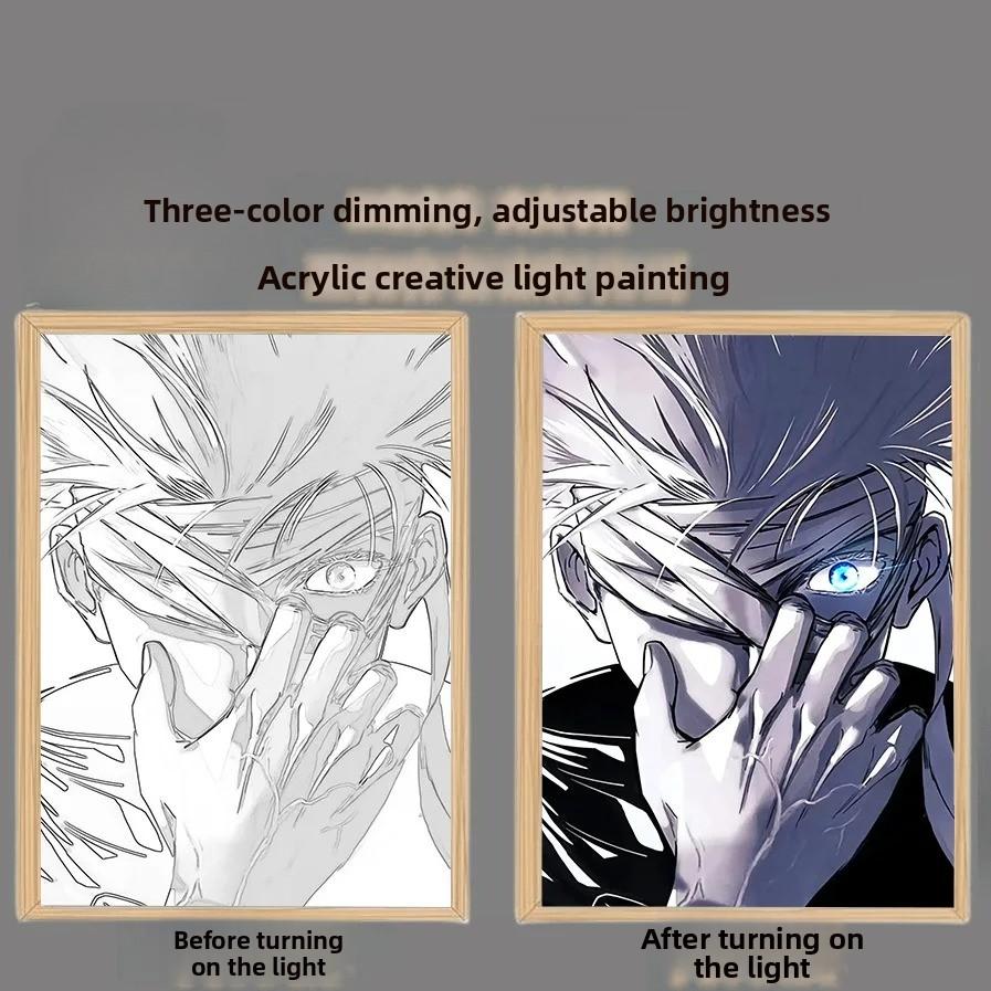 31cm/12.2in Satoru Gojo Light Painting Anime Peripherals 3D Night Light Bedroom Decoration Acrylic Originality Collectible Gifts