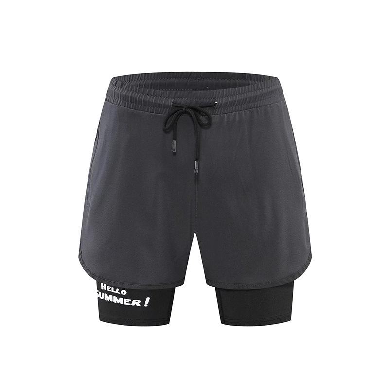 Men's Double-Layer Quick-Dry Three-Quarter Running Shorts - Anti-Exposure Fitness Pants for Summer 2023