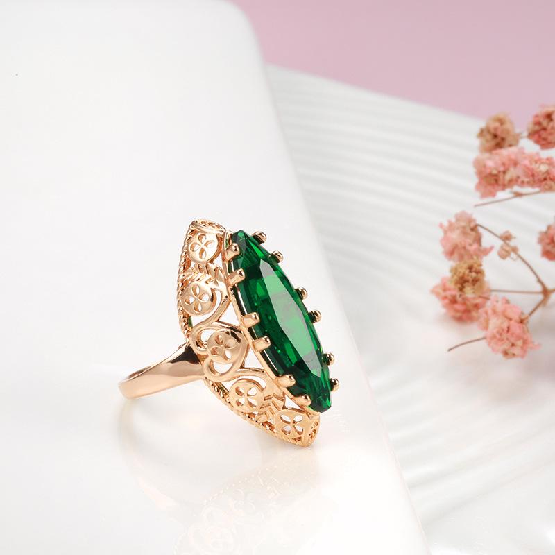 Elegant Rose Gold Zircon Horse Eye Ring - European & American Style Women's Jewelry