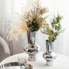 Electroplated Silver Conical Glass Vase, Flower Arrangement, Glass Container, Countertop Vase, Living Room Decoration Ornament