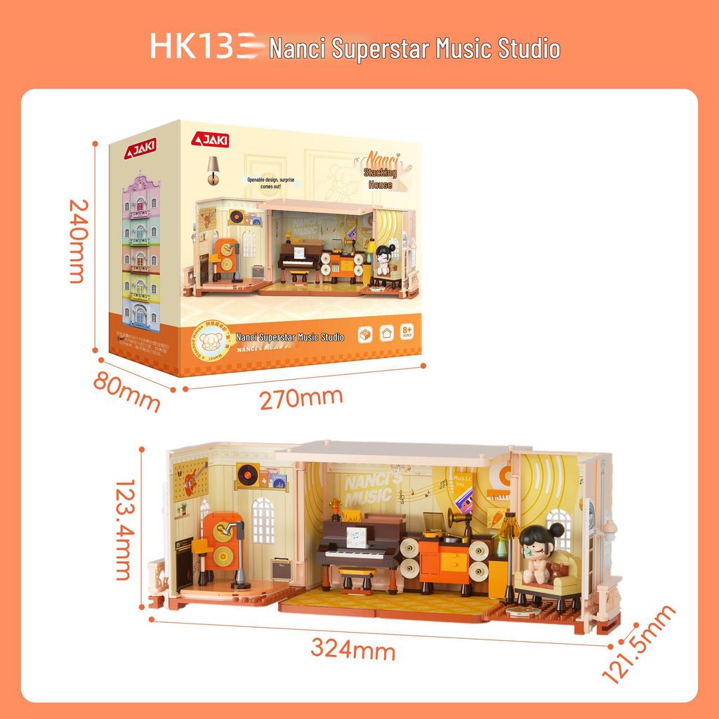 Jiaqi Blocks: Princess Nanci Bedroom & Music Room Set - Stackable House Street Scene Ornaments for Girls