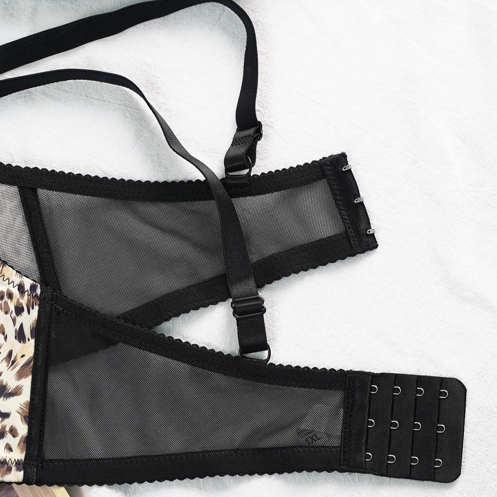 Europäischer und Amerikanischer Leopardenmuster Sexy Übergröße Unterwäsche Feste Doppelträger Nahtloser Bügel Damen-BH