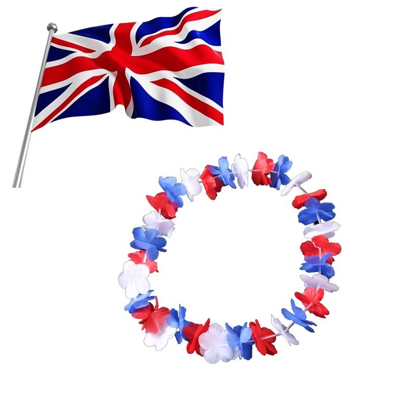 Eleganter Seidenblumenkranz mit britischem Flaggen-Design für Heimdekoration