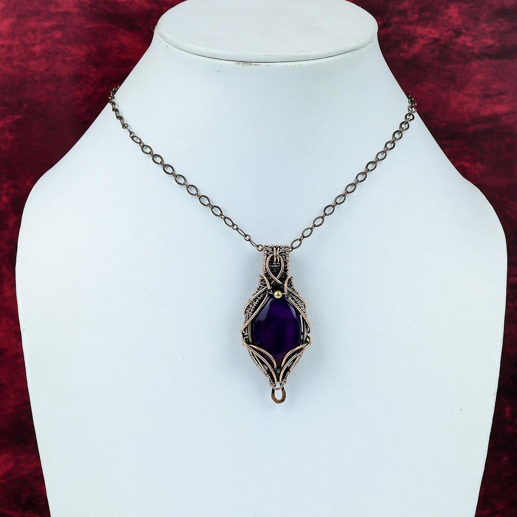 Purple Fire Labradorite Pendant Copper Wire Wrapped Pendant Handmade Elegant Pendant Natural Gemstone Pendant Copper Jewelry Gifts For Wife