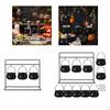 Halloween Candy Bowls Black Witches Serving Witch Cauldrons Flames Pattern Scene Props