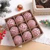 9Pcs/Box DIY Crafts Xmas Tree Ornament Plastic Painted Ball Party Supplies Christmas Balls Pendant Lace Creative Home Decoration