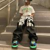 Y2k Jeans Hip Hop Letter Printed Black Pants Men Women New Trend Fashion Punk Loose Straight Wide Leg Trousers Streetwear