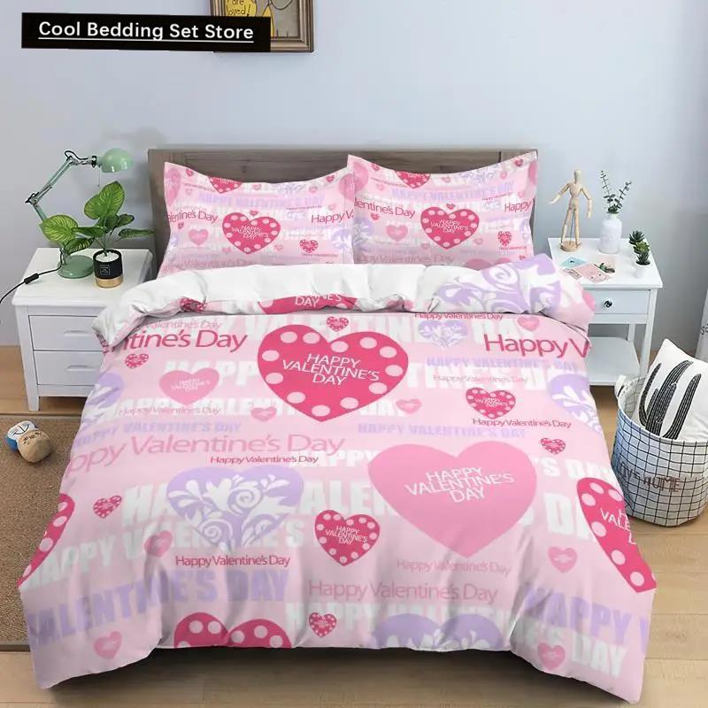 Kjærlighetshjerte Sengetøysett Enkelt Rutete Dynetrekk 200x200 Putetrekk Enkelt Dobbel Queen King Nordisk Par Sengedekke Sengetøy