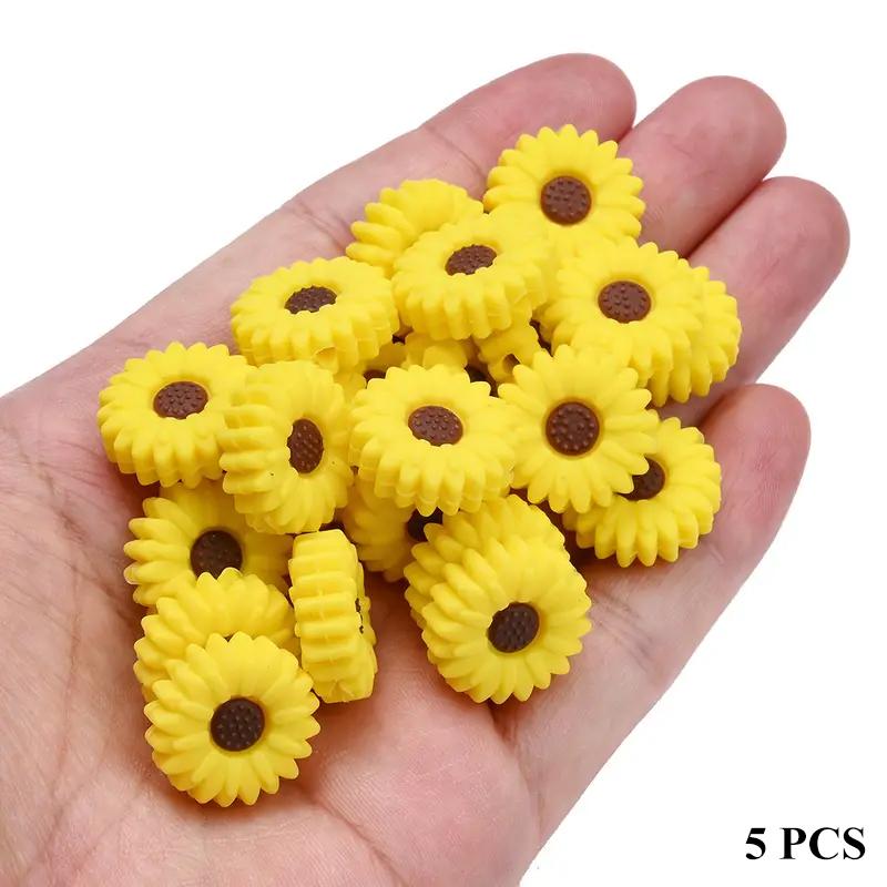 5/15PCS Multi-color Daisy Silicone Beads, 20mm, Suitable for DIY Pen Bead Bracelets, Necklaces, Keychain Accessories, Etc