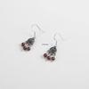Niche Design 925 Silver Garnet Stud Earrings - Retro Chinese Ethnic Style
