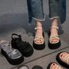 High-heeled Sandals Women's 2025 Summer New Thick-soled Heightening Fashionable Versatile Skirt Roman Temperament Sandals Open-toe