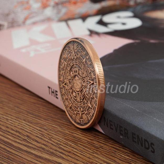 Mayan Calendar Commemorative Medal, Gold-plated Coin, Cultural Totem, Aztec Civilization Commemorative Coin, Creative Coin