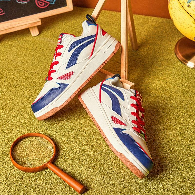 Li-Ning Cloud Non-Slip Shock Absorbing Lightweight Rebound Low-Top Kids Skate Shoes Kids Sneakers Blue White YKCT176-3
