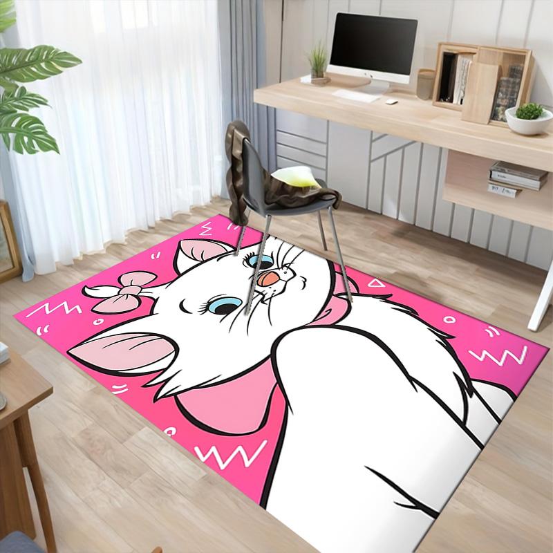 Pink Background White Cat Carpet For Playroom Bedroom Living Room Sofa Home Decorkids Game Area Rug Nonslip Floor Mat